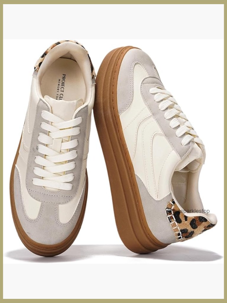 Platform Sneakers Memory Foam Insole Lightweight Non-Slip Sole Lace Up Fashion